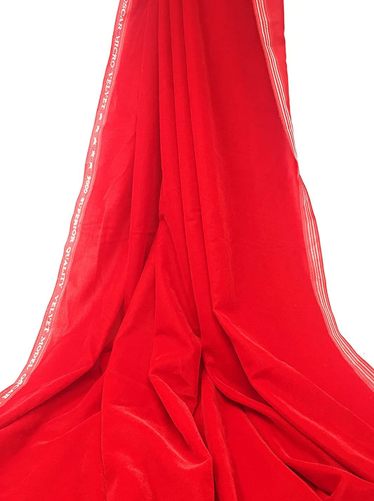 Red Velvet Fabric, Micro 9000, Plain Solid