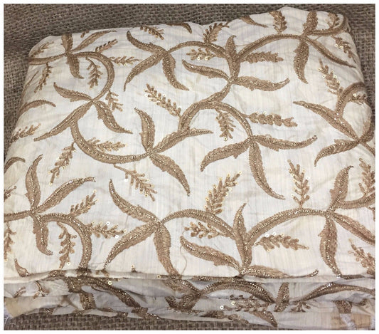 plain fabric online online designer fabric store india Embroidered, Sequins Slub Beige, Brown, Gold 43 inches Wide 8063
