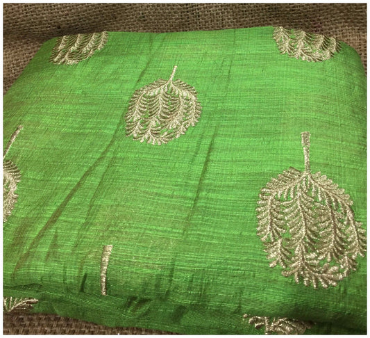 blouse material online shopping buy cloth material online india Embroidered Cotton Light Green, Gold 43 inches Wide 8098