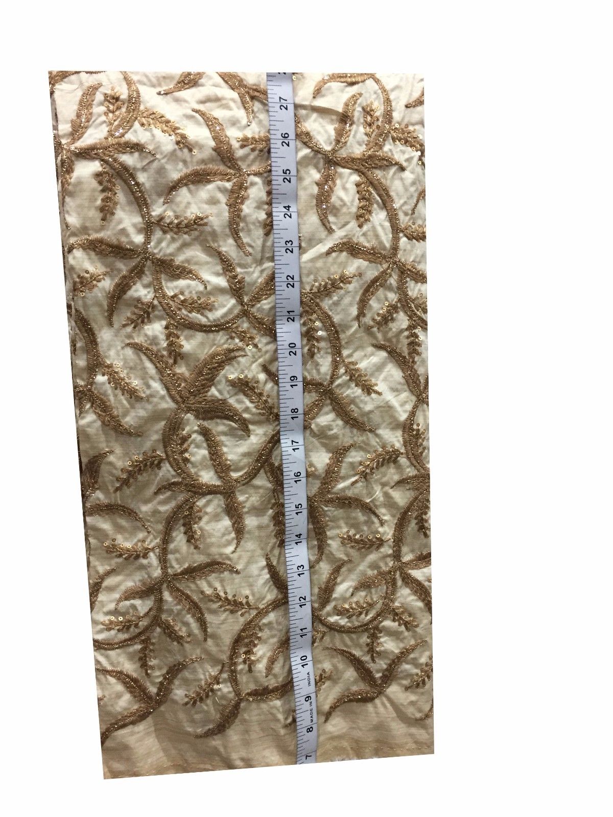 kurti fabric online india online designer fabric store india Embroidered, Sequins Slub Beige, Brown, Gold 43 inches Wide 8063