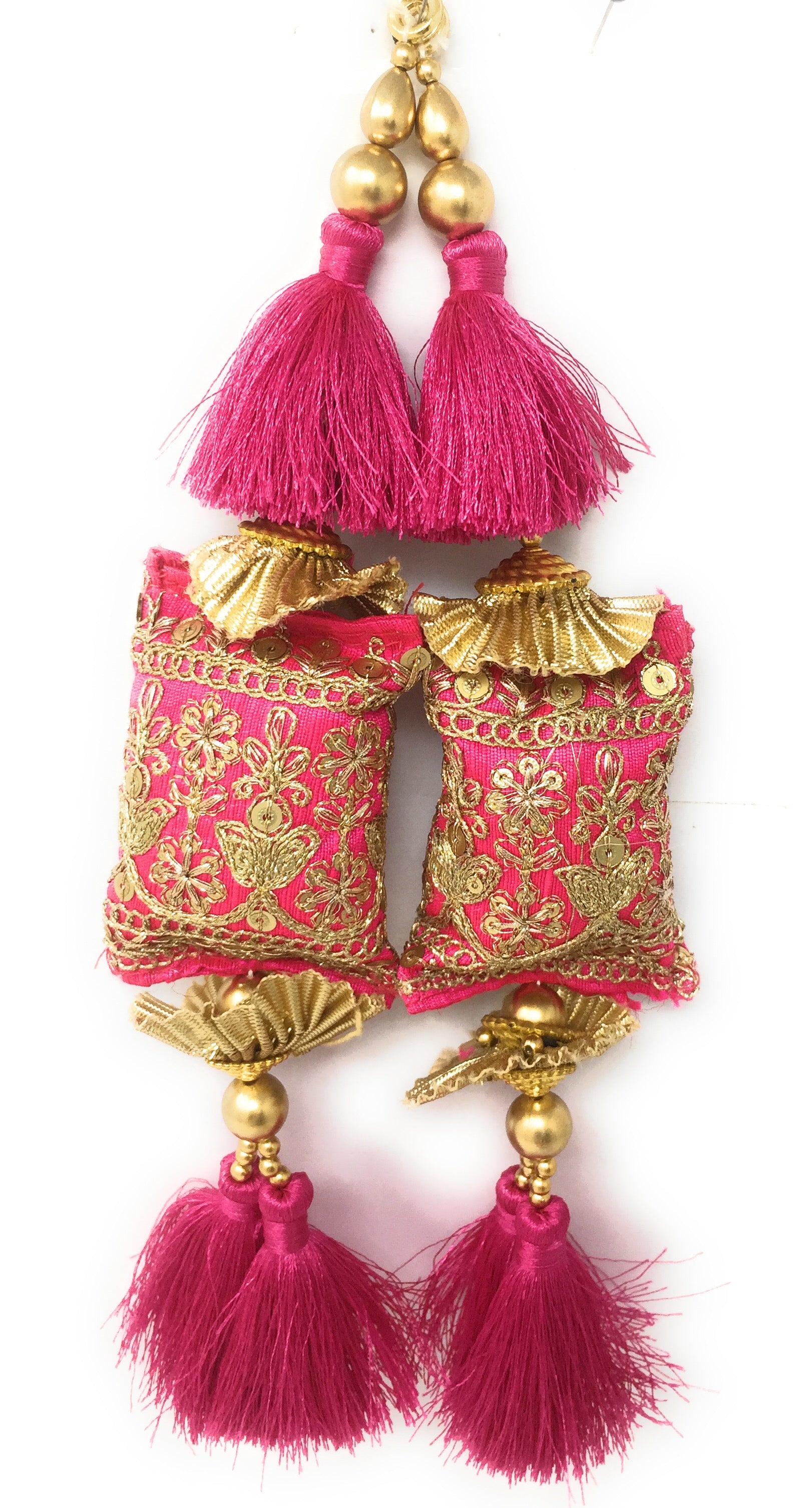 saree blouse tassels Rani Pink