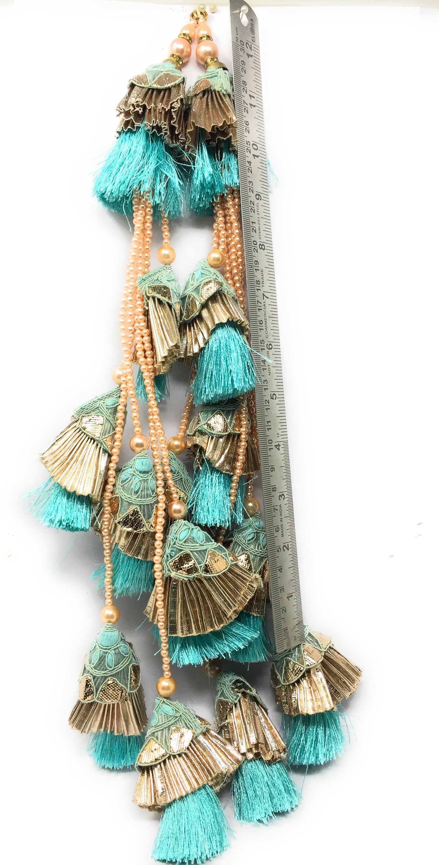 Sea Blue Heavy Lehenga Latkan - Set of 2