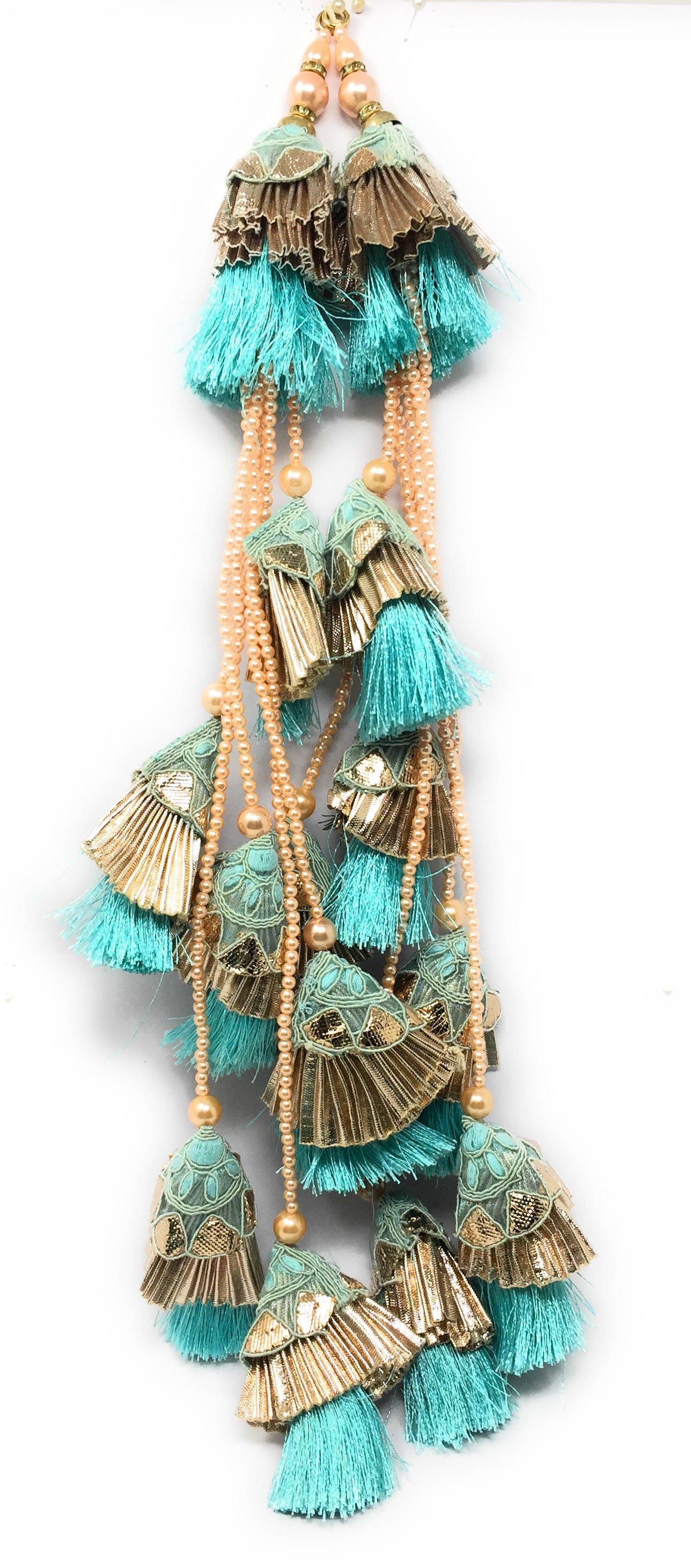 Sea Blue Heavy Lehenga Latkan - Set of 2