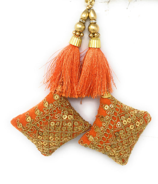 tassel latkan saree blouse Orange